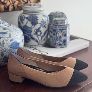 ROTHYS The High Point Heel - Women’s Tan and Black Block Heel